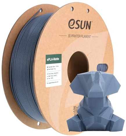eSUN Aufgerüstet Matte PLA 3D Drucker Filament, Matte PLA Filament 1.75mm, Maßgenauigkeit +/- 0.05mm, 1kg Spule (2.2 LBS) 3D Druck Filament für 3D Drucker, Matte Dunkel Grau