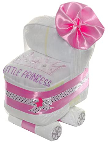 dubistda -WINDELTORTEN- Windelwagen rosa für Mädchen - Windeltorte Kinderwagen Babygirl Geschenk zur Geburt