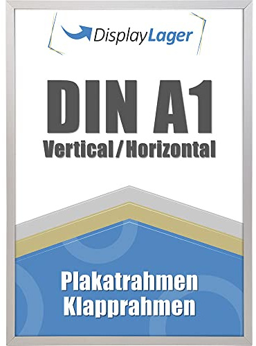 DisplayLager - Flat Profile Klapprahmen, Dünne 20mm Aluminium Profil, Entspiegelter Schutzscheibe, Befestigungsmaterial (Silber, A1)