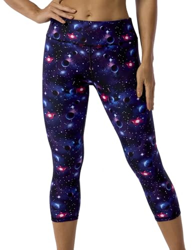 UIUO-UIPEU Tie Dye Leggings for Women Workout Compression Leggings 4 Way Stretch Yoga Capris Pants Galaxy Planets Medium