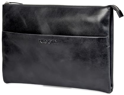 Negotia Alpha Laptop Folio 15.6 Zoll, Handgemachte Laptoptasche, Premium Lederhülle für Laptop 15,6 Zoll und MacBook Pro 16 Zoll, Extra Fächer für Zubehör