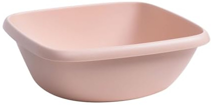Washing up Bowl, Reusable Plastic Wash Basin Square Small Wash Basins Vegetable Fruit Wash Pan Stackable Dish Tub Dishpan for Home(Pink#l)