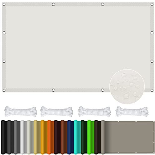 Voile D‘ombrage Rectangulaire 2 x 4 m Imperméable Renforce Épaissir Voile Protection des Rayons UV à 98% avec Corde pour Patio Jardin Terrasse Extérieur, Ivoire