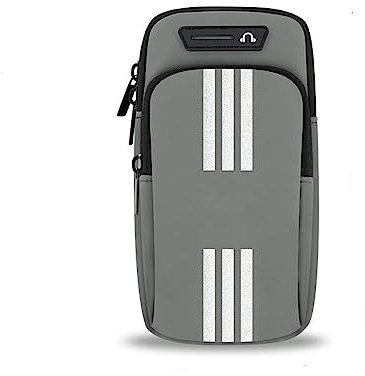 Tasche da braccio per cellulare,borsa sportiva,Fascia da Braccio Running,Porta Cellulare per Correre,per sport all'aria aperta, con jack per cuffie e due tasche per,fitness. (Grigio)