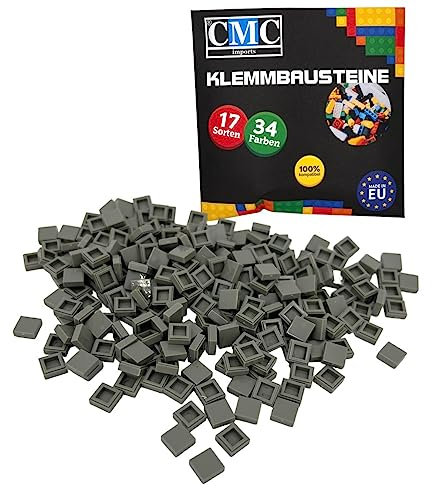 250 x Klemmbausteine Fliesen Mini Tiles Bausteine 1x1 Noppen Kompatibel Hell Grau