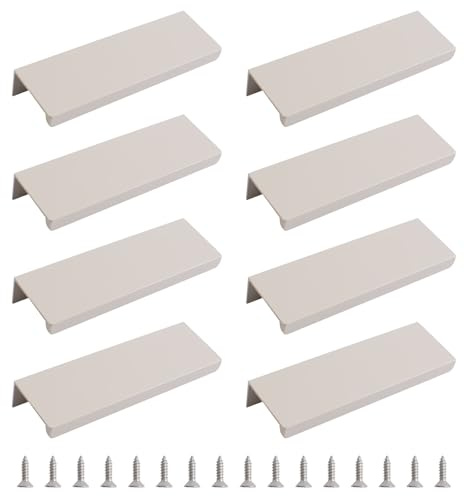 MOROBOR Lot de 8 poignées dissimulées de style moderne, poignée de tiroir à angle droit en alliage d'aluminium invisible poignée d'armoire pour tiroir de quincaillerie d'armoire, 100 mm/gris cachemire