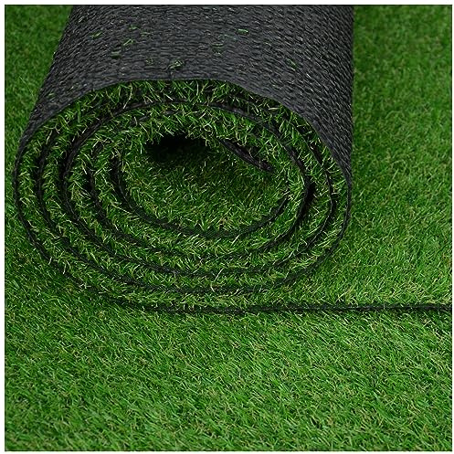 MDEKOR Kunstrasenteppich Outdoor - Kunstrasen wetterfest, Rasenteppich Meterware Grün 270cm x 200cm Balkon Bodenbelag wasserdurchlässig mit Drainage Kurzflor 15mm in Echtrasen-Optik
