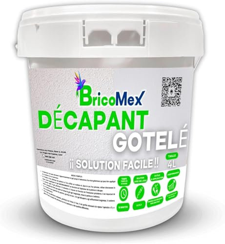 BRICOMEX Gotelé Abbeizer, entfernt Lacke, alle Arten von Oberflächen, 100 % umweltfreundlich, einfach zu implementieren (4 Liter)