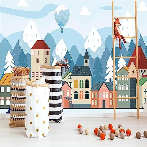 Papier Peint Photo Personnalisé Pour Chambre D'Enfants Canapé Toile De Fond Papiers Peints 3 D Ville Dessin Animé Maison Décor À La Maison Fresque-200Cmx140Cm