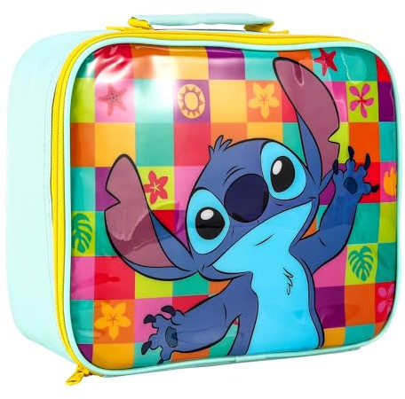 Disney Stitch Kids Insulated Lunch Bag with Carry Handle - BPA Free | Waterproof Toddler Packed Lunch Box Bag, Perfect Size for Packing Hot or Cold Snacks School & Travel | Back to School Gifts