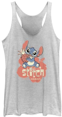 Disney Lilo Stitch with Ananas Débardeur dos nageur pour femme, Blanc pâle, Taille L