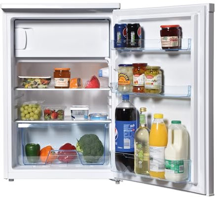 Igenix IG155W Freestanding Under Counter Fridge With 2 Adjustable Shelves, 1 Salad Drawer, 3 Door Shelves, Reversible Door, 95 Litre Capacity Fridge, 14 Litre Ice Box, 55 cm Wide, White