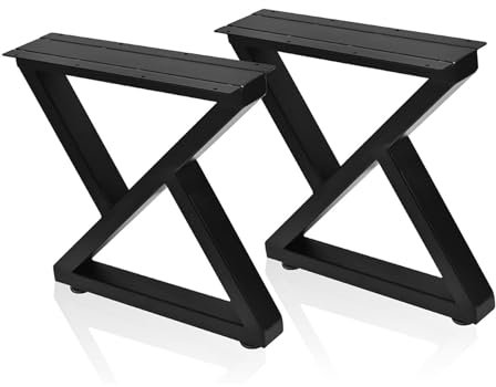 AKOGG 2 Stück Tischbeine Metall,Tischkufen,Tischgestell,Möbelfüße Aus Eisen,Für Couchtisch,Esstisch,Schreibtisch,Wohnzimmertisch,Sitzbank & Sofa,Mit Schrauben & Einstellbar Bodenschoner,Schwarz