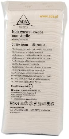 ADA swabs - Gasas No Estériles TNT - 10x10 Cm. - Pack 200 Unidades - Gasa Tejido no Tejido, Para Bebes - Gasas No Tejidas en TNT