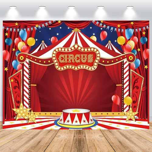 ASDCXZ Sfondo circo rosso 3 x 2,5 m, scatola fotografica in vinile sfondo per cerchio albero decorazione festa di compleanno, sfondi per studi fotografici ritratti