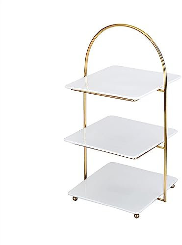 WAOCEO Kuchenständer ServierStänder Dreischichtiges Dim Sum Rack Brot Dessert Tablett Cupcake Rack Hochzeit Bankett Dekoration Tisch Tortenständer
