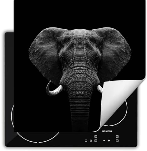 SMTDeco herdabdeckplatte Induktionsmatte herdabdeckung ceranfeld abdeckplatten für ceranfelder induktionskochfeld schutzmatte 60x52 cm Elefant Grau