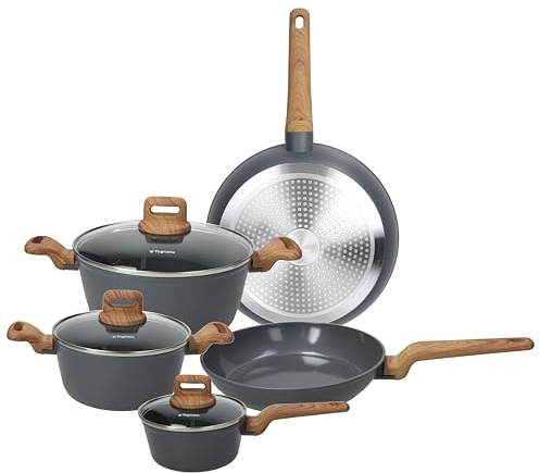 Tognana T-Care, batteria pentole e padelle, 8 pezzi, alluminio, grigio scuro