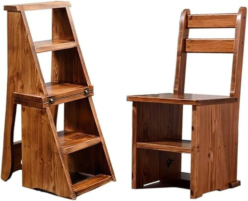SZITW Escalera portátil Plegable Taburete con escalón Escalera Alta Asientos para sillas Escalera de Madera Madera de Pino Subida de Doble Uso Seguridad ampliada Estantería Plegable Escalera Banco