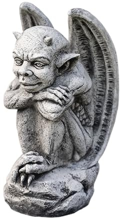 gartendekoparadies.de Gargoyle der Wächter, Steinfigur, H. 46 cm, 21 kg, Grau, frostsicher aus Steinguss für Außenbereich
