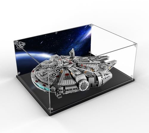 cooldac Acryl-Vitrine kompatibel mit Lego 75257 Millennium Falcon-Staubdichte&Transparente HD-Rückwandfolie Vitrine kompatibel mit Lego 75257(Nur Vitrine, Modell Nicht Inbegriffen)