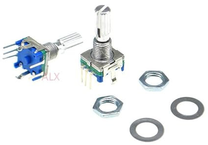 JRXFXEKW 5PCS EC11 360 Grad Drehgeber mit Schalter Audio Digital Potentiometer Griff Lange 20MM 5PIN Push-Taste Codierung Schalter knopf