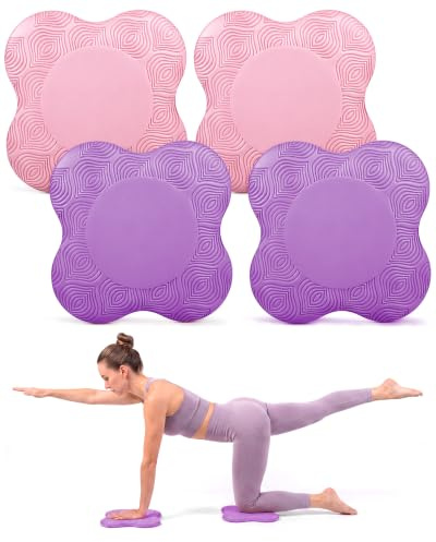 Yflingjie Lot de 4 genouillères de yoga pour genoux et coudes, fitness, méditation, genoux, équilibre, sol, pilates (rose violet)