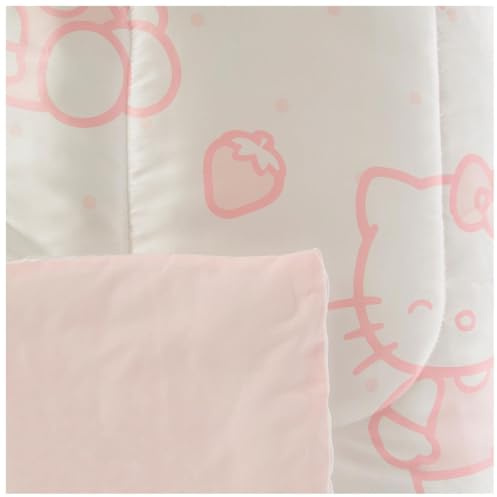 Hobby Lobby Hello Kitty Satin Comforter & Sham, Full/Queen, 100% Polyester, Machine Washable, Pink & White