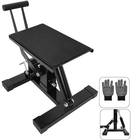 Motorcycle Jack Lift Stand 440 lbs Capacity, Heavy Duty Steel Hydraulic Dirt Bike Stand Lift with Adjustable Height Hoist Table for for Pit Bikes ATVs Maintenance, Motorbike Repair Accessories Tools