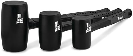 Titan 63131 Gummihammer-Set, 3-teilig, inkl. 227 g, 453 g und 907 g mit abriebfesten doppelseitigen massiven Köpfen, stoßdämpfenden Fiberglasgriffen und strukturierten Griffen