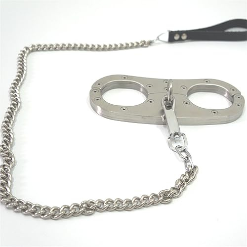 Soarvlorfy Edelstahl BDSM Bondage Handschellen mit Schraube Lock Erwachsene Fesseln Handcuffs Metall Traktionskette Handgelenk Manschette Abschließbare Fetisch Sexspielzeug,Silber,Frauen
