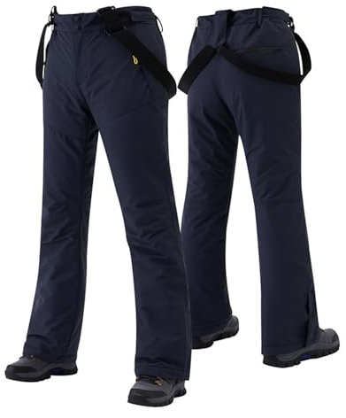 Thermo-Skihose für Damen, Skihose mit Latzbund, schneefest, klobige Snowboardhose, Thermo-Skianzug, einfarbig, winddicht, robust, Outdoor-Hose, bequeme Skihose, dunkelblau, S