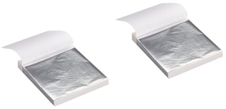 CORHAD 200blätter Silberne Imitation Blattsilber Papier Für Basteln Nageldesign Gilding Kunst Und Dekoration Für Kreative Projekte Und -Arbeiten