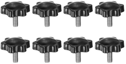 QUARKZMAN 8 Stück Rändelschrauben mit Sterngriff M6 x 12mm x 32mm Sterngriffschraube Kunststoff Knopf Edelstahl 304 Gewindebolzen Klemmschraube Sterngriffmutter Klemmknopf für Maschine