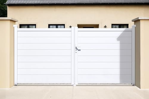 Casanoov Portail battant 3m EIGER H.140cm + Portillon 1m EIGER H.140cm aluminium blanc