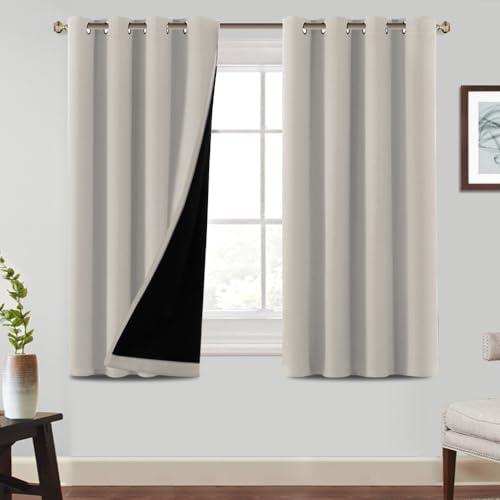 BellaHills 100% Verdunkelungsvorhänge aus Leinen für Schlafzimmer 2 Paneele,2X H145cmxB140cm,Bimsstein