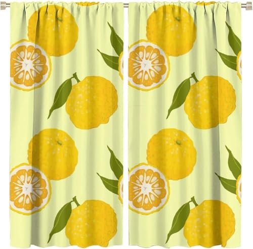 Vorhang Kinderzimmer Obst Und Gemüse Kinder Vorhänge Mit Ösen Polyester Gardinen Thermovorhang Blickdicht Ösenschal Kindergardinen 280X250 cm (B + H) Für Wohnzimmer,2Er Set-80561220