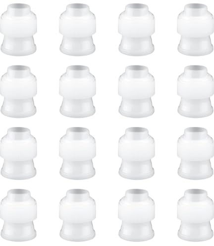 16pcs Piping Bag Couplers, Plastic Standard Couplers Cake Decorating Coupler Pipe Icing Piping Tip Coupler White Coupler Supplies for Frosting Nozzles Couplers for Piping Bags