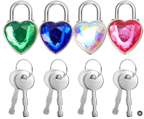 Kellegour Lot de 20 mini cadenas à bagages en forme de cœur, clés incluses, 9 couleurs, cadeau pour Saint-Valentin, mariage, anniversaire de mariage, boîte