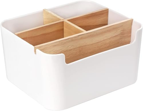 Tunejoy Multifunktionaler Schreibtisch-Organizer, Stiftehalter mit abnehmbaren Fächern, Aufbewahrungsbox aus Holz, für Zuhause, Schule