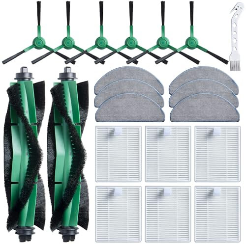 Accessori per iRobot Roomba Combo 2 Essential Y0140/Y0112/Y0110, per Roomba 105 Combo Ricambio, 2 Spazzole Principali, 6 Panni Pulizia, 6 Filtri, 6 Spazzole Laterali, 1 Spazzola Pulizia
