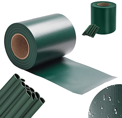 ISOISL PVC Sichtschutzstreifen 35m x 19cm, Sichtschutzfolie für Doppelstabmattenzaun, Inkl. 30 Befestigungsclips, Windschutz Sonnenschutz Sichtschutz Gartenzaun, Grün