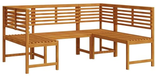 vidaXL Gartenbänke Set 3 pcs Braun Massivholz Akazie, Rustikales Gartenbank-Set, Möbel für draußen, rechteckige Akazienholz-Sitzgruppe, Tisch für die Terrasse
