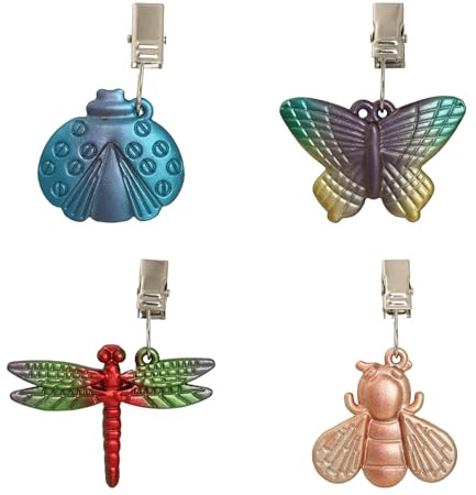 Wasise Clip para mantel – 4 clips colgantes en forma de insecto, pesos de cortina para dobladillos, clips de mantel para mesas, clip de mesa colgante para mantel, kit para exteriores, jardín, fiesta