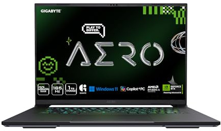 GIGABYTE AERO X16; Copilot+ PC - 165Hz 2560x1600 WQXGA - NVIDIA GeForce RTX 5070 - AMD Ryzen AI 9 HX 370-1TB SSD with 32GB DDR5 RAM - Windows 11 Home - Space Gray AERO X16 2WHA3USC64AH