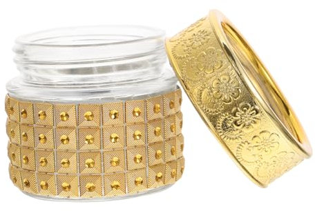 MUCKLILY 4 Pièces Bouteilles De Rangement Élégantes Verre Dorées Petits Bocaux De Rangement Exquis Pour Stocker Thé