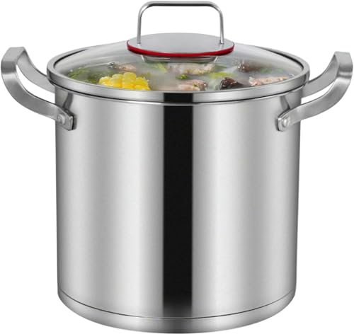 GAOBINGB Pentola Grande in Acciaio Inossidabile 304 con Coperchio - Pentole di qualità Professionale per la casa e la ristorazione, Ideali per zuppe, stufati e per Cucinare pasti abbondanti