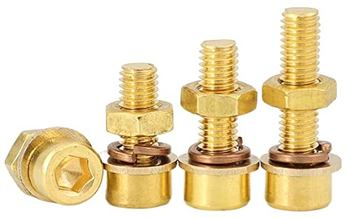 Distanziatore rotondo in lega di alluminio, quattro in uno, bullone in ottone, guarnizione piatta, rondella elastica, dado, viti a testa bombata, (dimensioni: M8x25 (1 set))