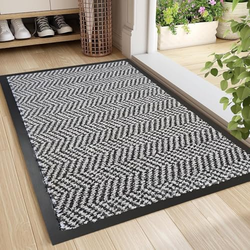 RSM RUGS Anti Slip Herringbone Door Mats with Rubber Backing – Indoor Outdoor Floor Mat for Entryway, Hallway Runner, Porch, Office (Colour 51, 80cm x 120cm)