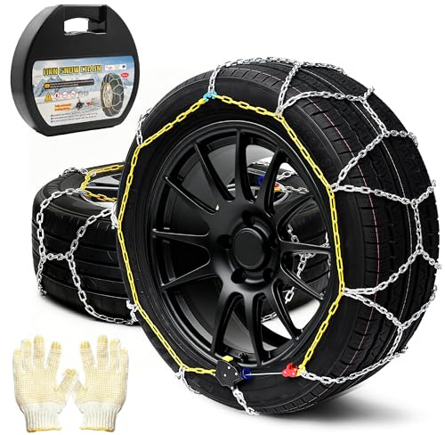 BasaltAuto Auto Tightening Snow Chains Tire Chains Quick Easy Installation HKN140 Set of 2 for Cars SUV Pickup Trucks RV 215 225 235 245 255 265 275 Winter Emergency Tire Traction for Snow Ice